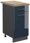 Vicco K&uuml;chenunterschrank Fame-Line Dunkelblau Hochglanz/Anthrazit 40 cm AP...
