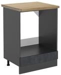 Vicco Herdumbauschrank R-Line Herdschrank Schwarz Beton/Anthrazit 60 cm AP Eiche