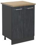 Vicco K&uuml;chenunterschrank R-Line Schwarz Beton/Anthrazit 60 cm AP Eiche