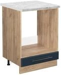 Vicco Herdumbauschrank Fame-Line Dunkelblau Hochglanz/Goldkraft Eiche 60 cm AP...