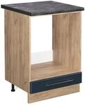 Vicco Herdumbauschrank Fame-Line Dunkelblau Hochglanz/Goldkraft Eiche 60 cm AP