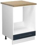 Vicco Herdumbauschrank Fame-Line Dunkelblau Hochglanz/Wei&szlig; 60 cm AP Eiche