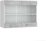 Vicco K&uuml;chenglasschrank R-Line Glash&auml;ngeschrank Beton/Wei&szlig; 80 cm