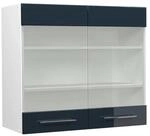 Vicco K&uuml;chenglasschrank Fame-Line Glash&auml;ngeschrank Dunkelblau Hochglanz/Wei&szlig; 80 cm
