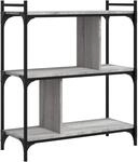 vidaXL B&uuml;cherregal 3 B&ouml;den Grau Sonoma 76x32x88 cm Holzwerkstoff