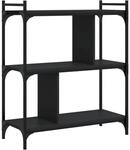 vidaXL B&uuml;cherregal 3 B&ouml;den Schwarz 76x32x88 cm Holzwerkstoff