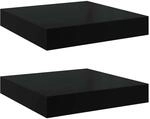 vidaXL Schweberegale 2 Stk Hochglanz-Schwarz 23x23,5x3,8 cm MDF 323761