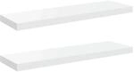 vidaXL Schweberegale 2 Stk Hochglanz-Wei&szlig; 80x23,5x3,8 cm MDF 323752