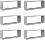 vidaXL W&uuml;rfelregale 6 Stk Betongrau 60x15x23 cm Holzwerkstoff 807147