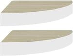 vidaXL Eck-Schweberegale 2 Stk Eichen-Optik und Wei&szlig; 35x35x3,8 cm MDF 326640