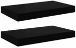 vidaXL Schweberegale 2 Stk Hochglanz-Schwarz 40x23x3,8 cm MDF 323764