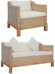 vidaXL 2-Tlg Sofagarnitur mit Kissen Natur Rattan 278614