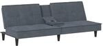 vidaXL Schlafsofa mit Getr&auml;nkehaltern Dunkelgrau Samt 351921