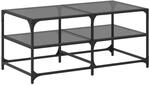 vidaXL Couchtisch mit Glasplatte Schwarz 98,5x50x45 cm Stahl Modell 1