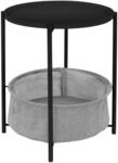 ML-Design Beistelltisch Rund 46xH51 cm Couchtisch mit Stoffkorb Schwarz Metall