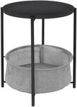 ML-Design Beistelltisch Rund 46xH51 cm Couchtisch mit Stoffkorb Anthrazit Metall