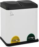 Svita TC2X15 M&uuml;lleimer 30L 2x15 Treteimer Papierkorb M&uuml;lltrennung Stahl Wei&szlig;