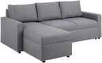 ebuy24 Sander Schlafsofa mit Ottomane Aufbewahrung und Auszug Hellgrau
