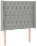 vidaXL Kopfteil mit Ohren Hellgrau 93x16x118/128 cm Stoff 3119898
