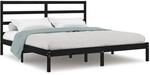 vidaXL Massivholzbett Schwarz Kiefer 200x200 cm1083940