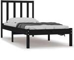 vidaXL Massivholzbett Schwarz Kiefer 75x190 cm 2FT6 Small Single1118752