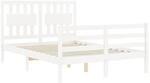 vidaXL Massivholzbett mit Kopfteil Wei&szlig; 140x190 cm 3194292