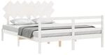 vidaXL Massivholzbett mit Kopfteil Wei&szlig; 140x200 cm 3195287