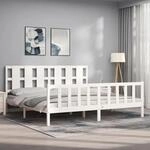 vidaXL Massivholzbett mit Kopfteil Wei&szlig; 180x200 cm 3192247