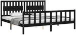 vidaXL Massivholzbett mit Kopfteil Schwarz 200x200 cm 3192450