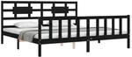 vidaXL Massivholzbett mit Kopfteil Schwarz 200x200 cm 3192580