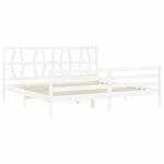vidaXL Massivholzbett mit Kopfteil Wei&szlig; 200x200 cm 3194397