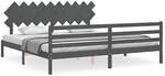vidaXL Massivholzbett mit Kopfteil Grau 200x200 cm 3195308