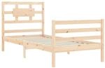 vidaXL Massivholzbett mit Kopfteil 90x200 cm 3194426