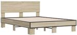 vidaXL Bettgestell Sonoma-Eiche 135x190 cm Holzwerkstoff und Metall 3280208