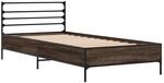 vidaXL Bettgestell Braun Eichen-Optik 90x200 cm Holzwerkstoff Metall 845586