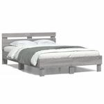vidaXL Bettgestell mit Kopfteil Grau Sonoma 135x190 cm Holzwerkstoff1936007