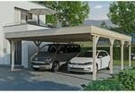 Skan Holz Carport Grunewald 622 cm x 796 cm mit Aluminiumdach Natur