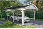 Skan Holz Carport Fichtelberg 317 cm x 808 cm Schwarze Schindeln Wei&szlig;
