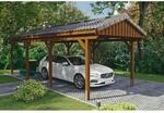 Skan Holz Carport Fichtelberg 317 cm x 808 cm Dachlattung Nussbaum