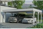 Skan Holz Carport Grunewald 622 cm x 554 cm mit EPDM-Dach Wei&szlig;