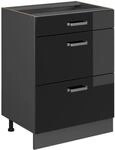 Vicco R-Line Schwarz Hochglanz/Anthrazit 60 cm mit Schubladen ohne Arbeitsplatte