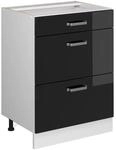 Vicco K&uuml;chenunterschrank R-Line Schwarz Hochglanz/Wei&szlig; 60 cm mit Schubladen...
