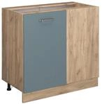 Vicco Eckunterschrank R-Line Blau-Grau/Goldkraft Eiche 86 cm ohne Arbeitsplatte