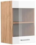 Vicco K&uuml;chenglasschrank R-Line Glash&auml;ngeschrank Wei&szlig; Hochglanz/Goldkraft Eiche 40