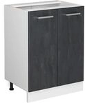 Vicco K&uuml;chenunterschrank R-Line Schwarz Beton/Wei&szlig; 60 cm ohne Arbeitsplatte