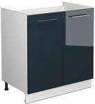 Vicco Sp&uuml;lenunterschrank Fame-Line Dunkelblau Hochglanz/Wei&szlig; 80 cm ohne