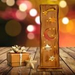 N&auml;ve LED-Design-Tischleuchte Holz Mond und Sterne 60 cm