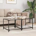 vidaXL Couchtische mit Glasplatte 2 Stk. Transparent 50x50x40 cm Stahl Modell 1