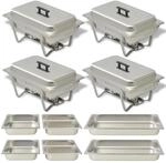 vidaXL Chafing Dish Set 4 Tlg Edelstahl 50530