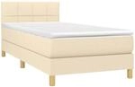 vidaXL Boxspringbett mit Matratze Creme 90x200 cm Stoff 3140590